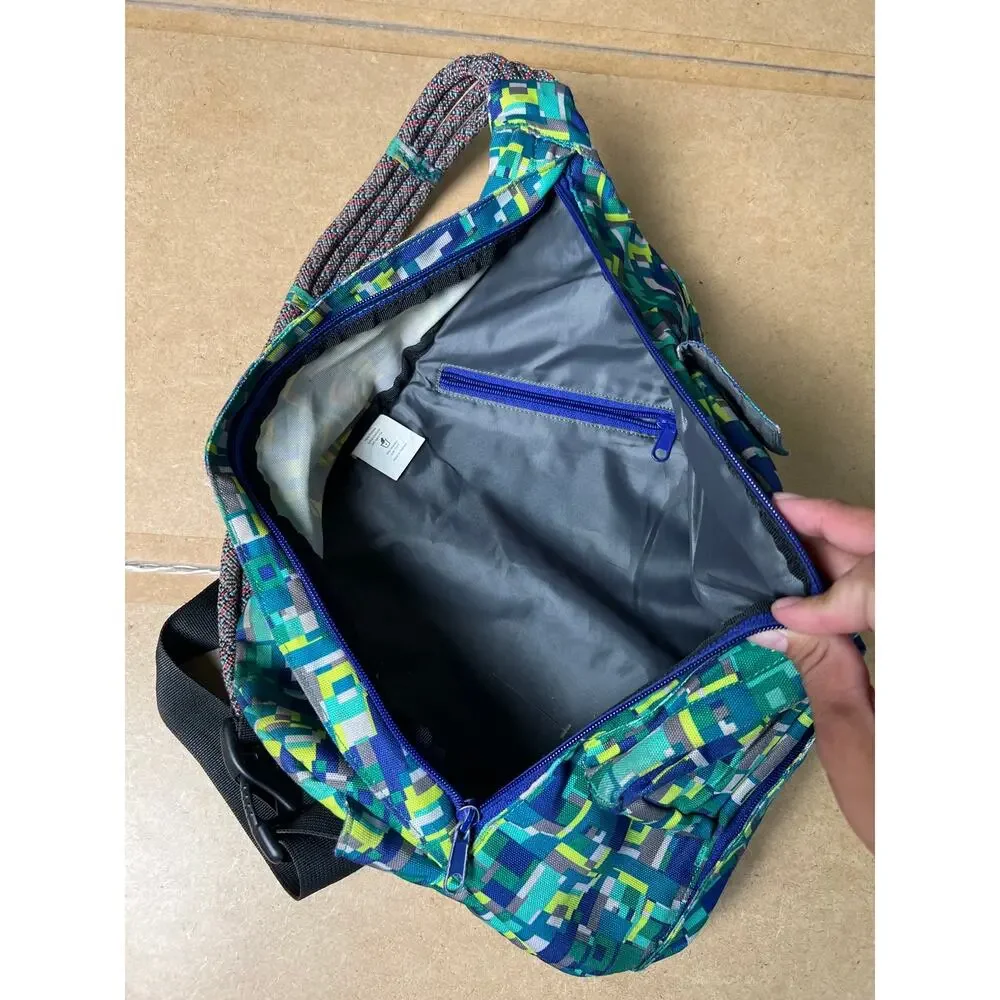 KAVU Rope Sling Bag Jungle Tropical Print Crossbody Backpack Green Travel Bag